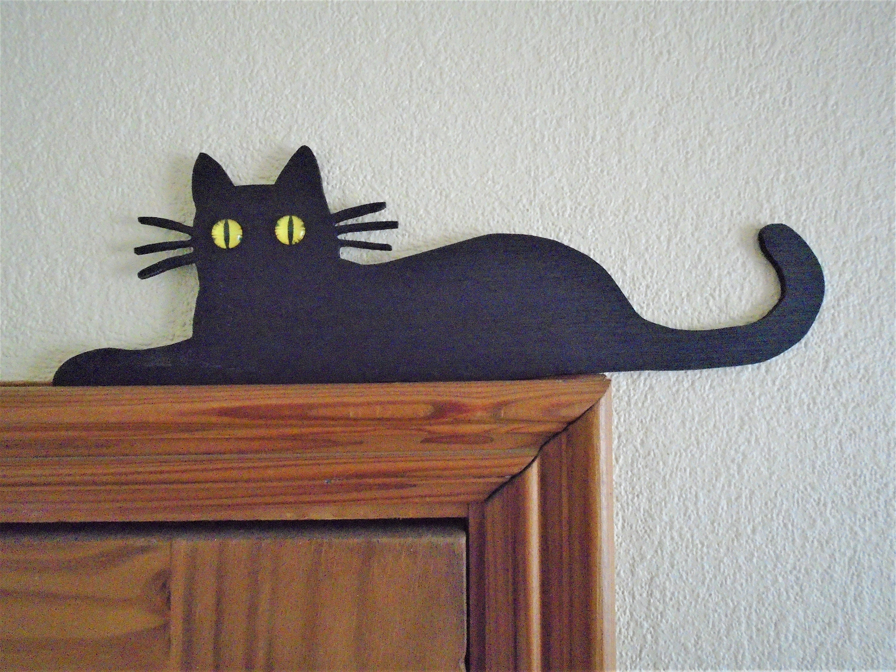 Black Cat Door Topper Shelf Picture Frame Wall Art 3 Mm Mdf Etsy UK
