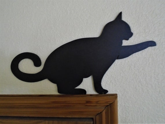 Black Cat Reaching door topper wall art decoration shelf mirror gift Christmas