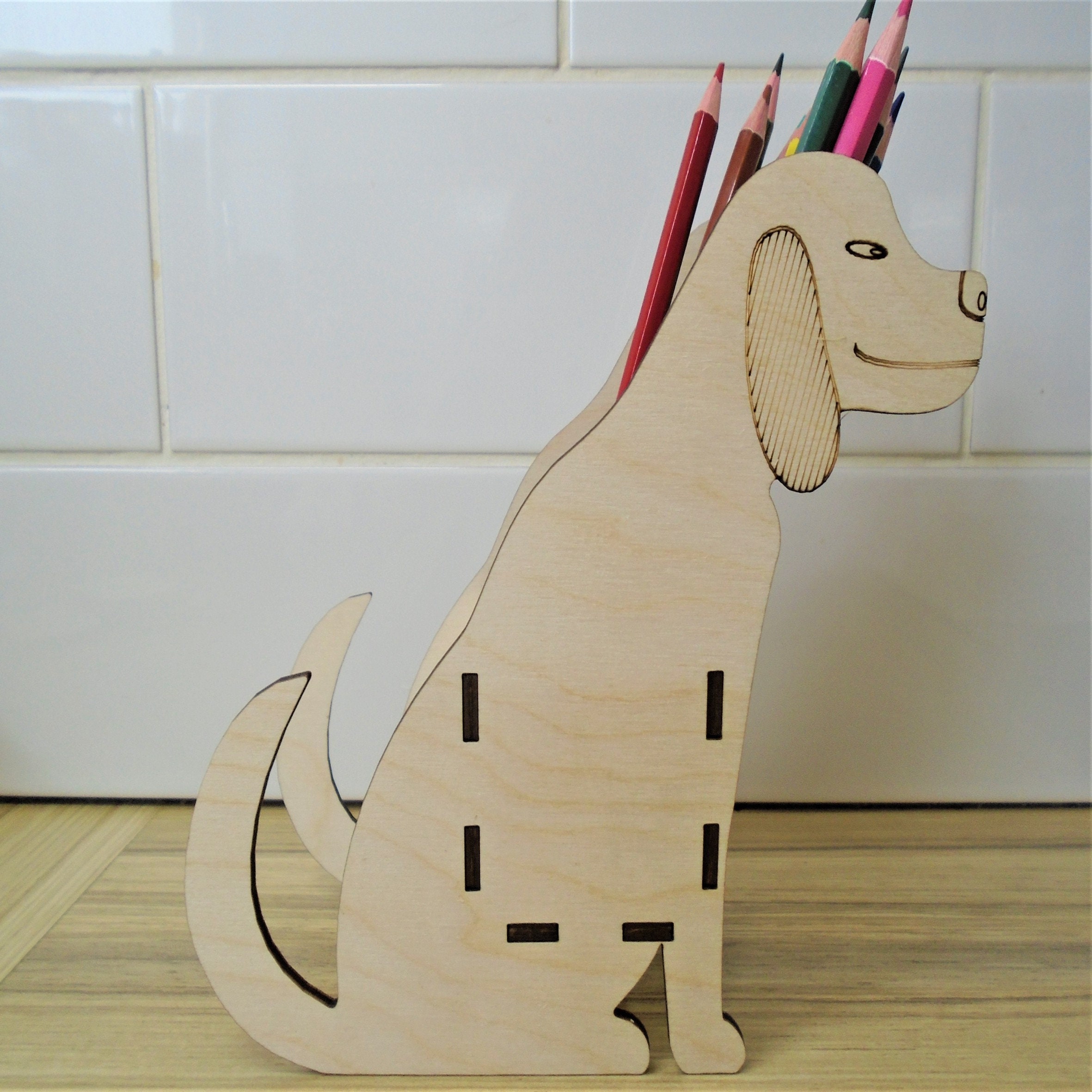 Dog Wooden Pencil Pen Holder Desk Organiser Pens Pencils Etsy