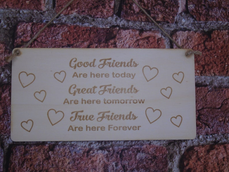 laser engraved wooden sign plaque friends thank you birthday special friend gift present Good Friends