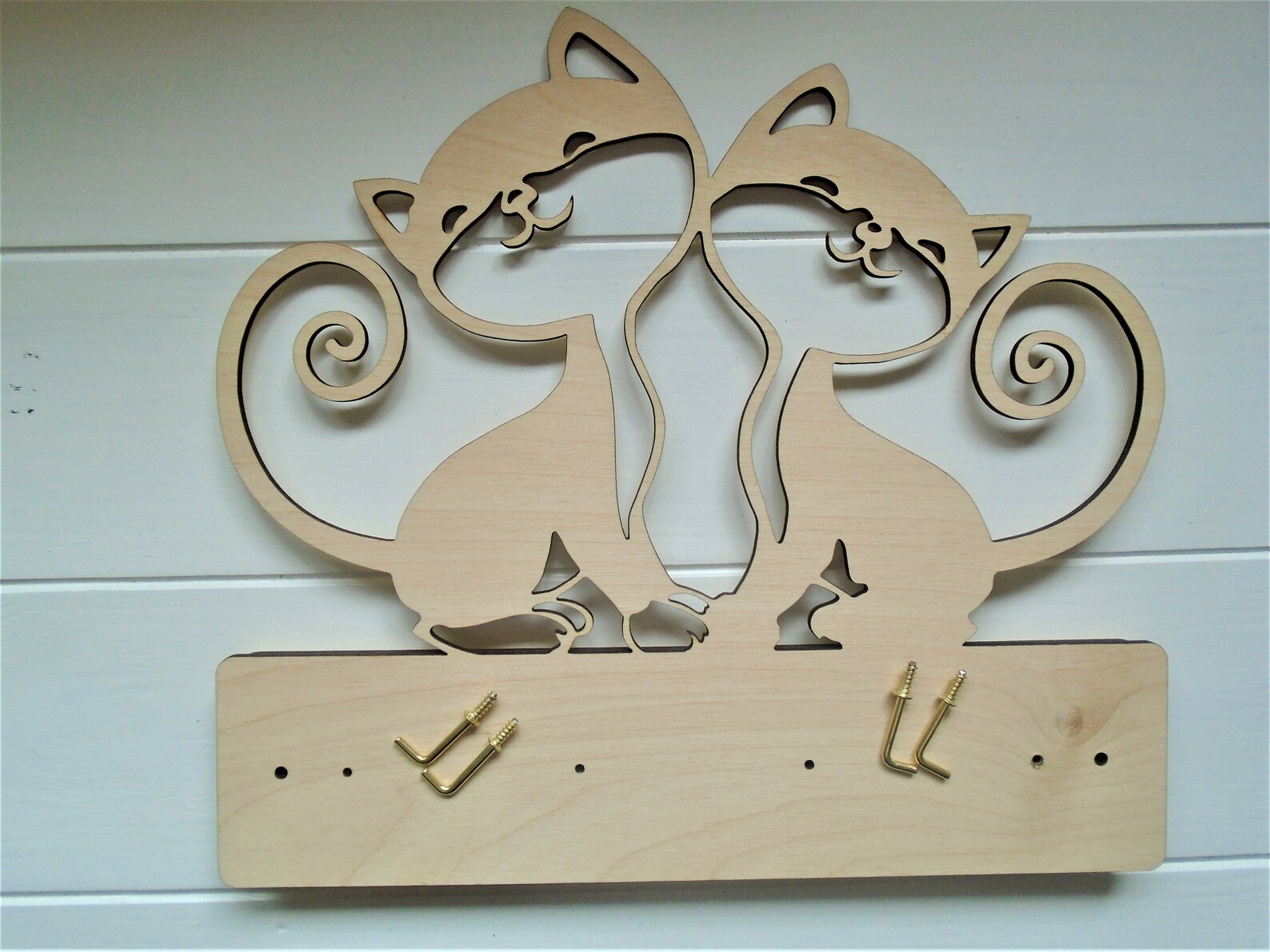 Wooden Cat Key Holder 4 hooks included ideal new home gift Etsy