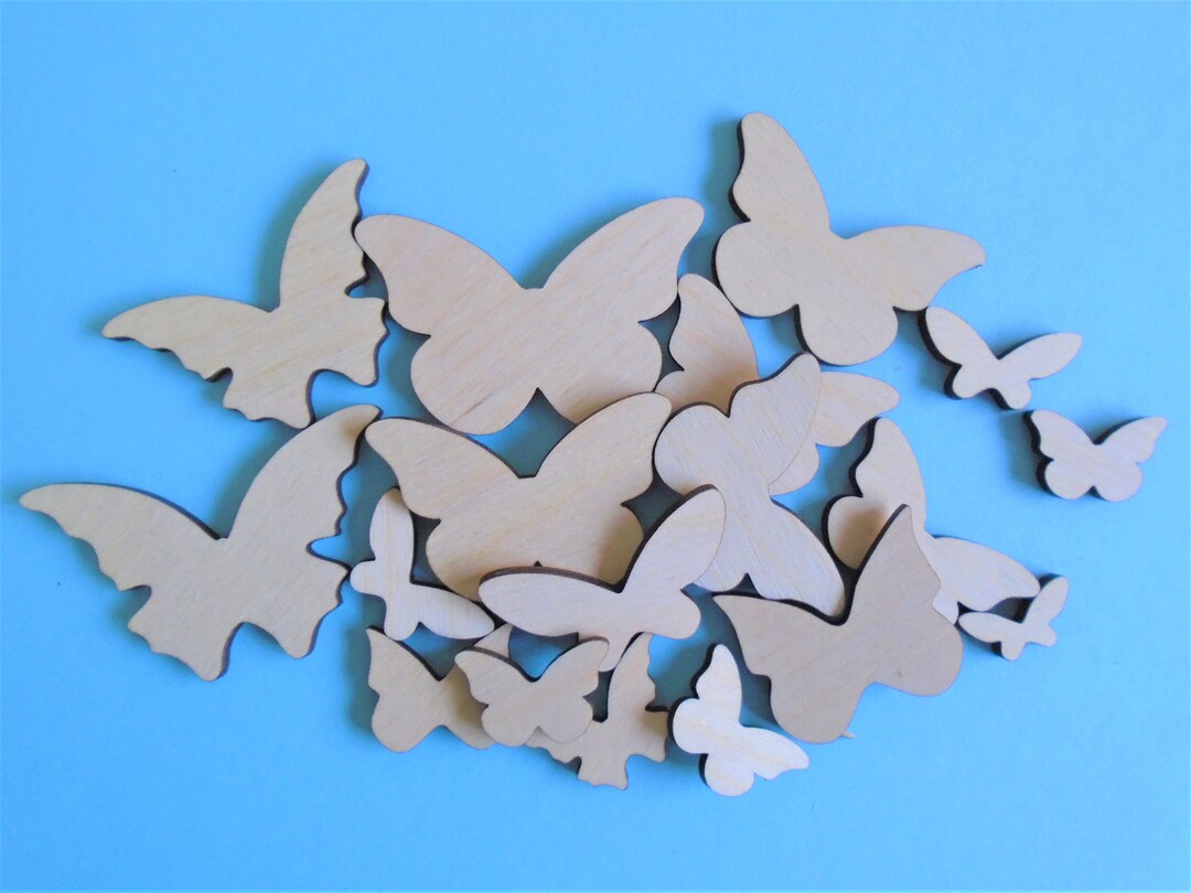 Butterfly Craft Shapes Wooden Mixed Size Pack of 20 Scrap Etsy