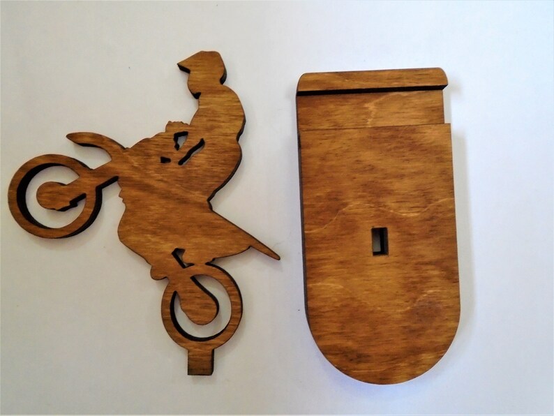 Motor Cross scrambling sports teenagers phone holder free standing kids adults phone accessory gift Dirt bike wooden mobile phone stand