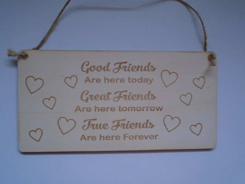 laser engraved wooden sign plaque friends thank you birthday special friend gift present Good Friends