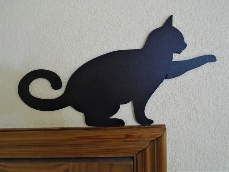 Black Cat Reaching Door Topper Door Shelf Mirror Wall Art Cat Etsy Canada