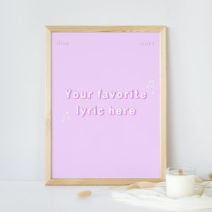 Custom lyric decoration, lyric wall art digital download, personalized lyric, custom digital download