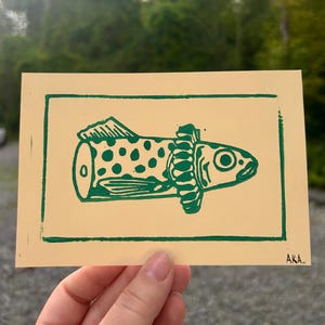 Clown Fish Linocut Print | 4x6 Handmade Wall Art | Home Decor | Lino Cut Block Print