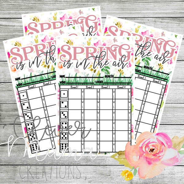 Spring is in the Air Bunco Score Sheets, Spring Bunco Scoresheets, Spring Fever Bunco Score Sheets