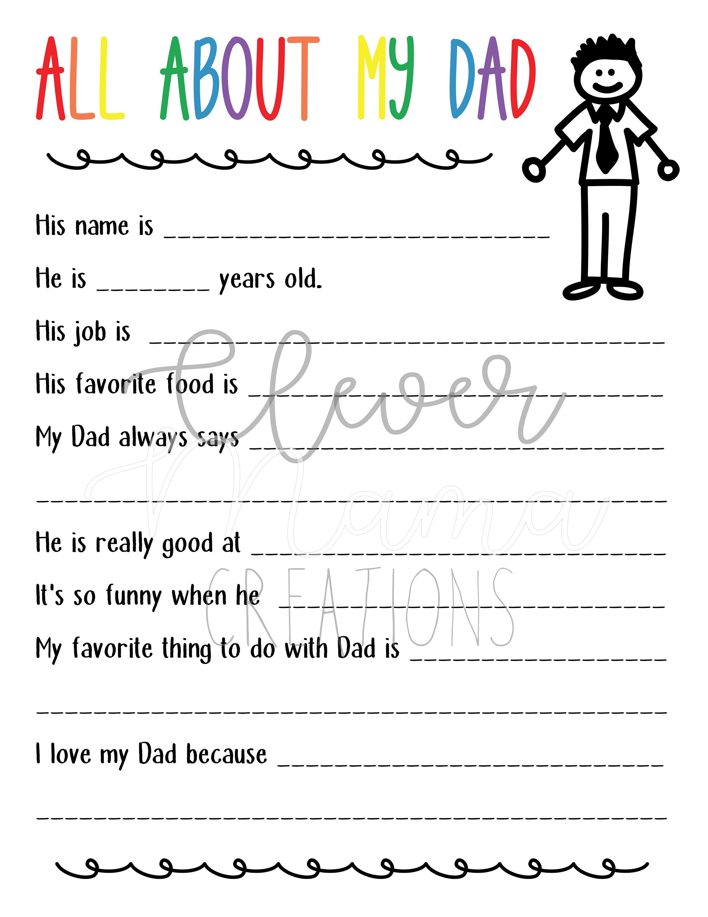 Father's Day Printable Set, Father's Day Questionnaire, Father's Day