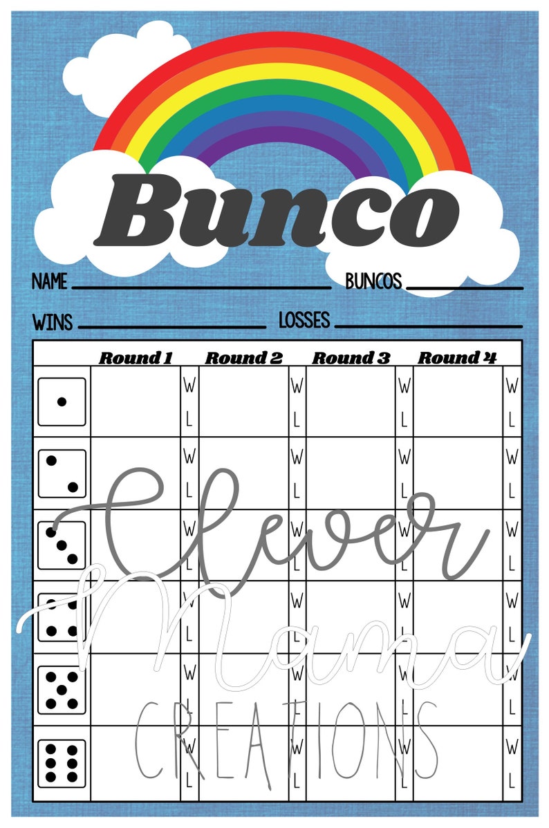 Retro Rainbow Bunco Score Cards Retro Rainbow Bunco Retro Rainbow Bunco Score Sheets