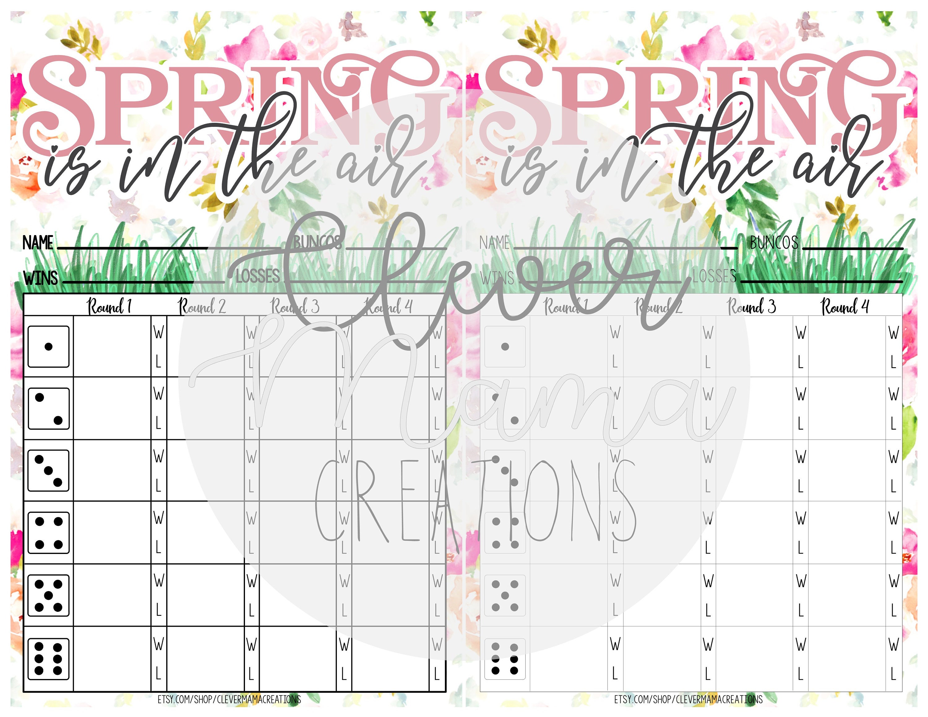 Spring is in the Air Bunco Score Sheets, Spring Bunco Scoresheets