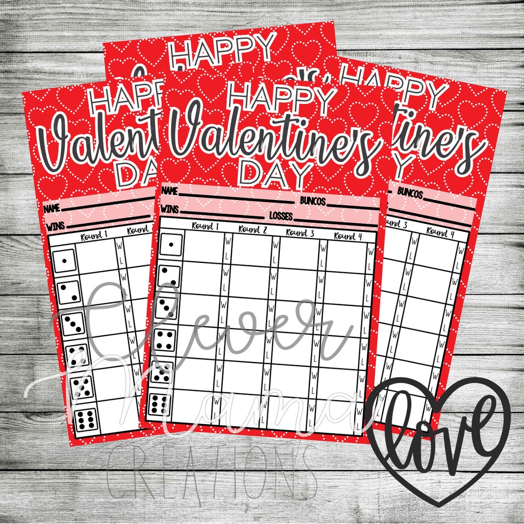 Happy Valentines Day Bunco Score Sheet - Etsy UK