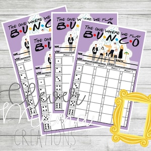 Friends Bunco Score Sheets, Friends Bunco, Bunco Score Cards, The One Where We Play Bunco