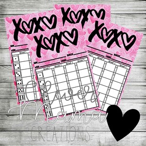Scheda punteggio XOXO Bunco, Bunco di San Valentino, scheda punteggio XOXO