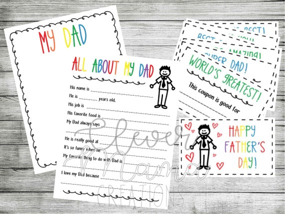 Father's Day Printable Set Father's Day | Etsy