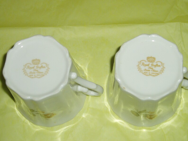 fine bone china set of two teacup Royal Grafton cups multi floral china yellow rose cups Royal Grafton china floral china cups