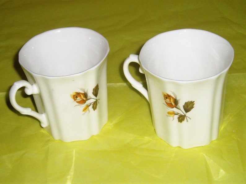 fine bone china set of two teacup Royal Grafton cups multi floral china yellow rose cups Royal Grafton china floral china cups