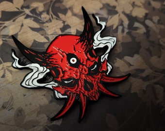 Oni Japanese Demon Skull Enamel Pin