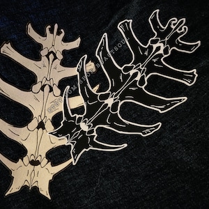XL Spine Bone Iron-On Embroider Back Patch