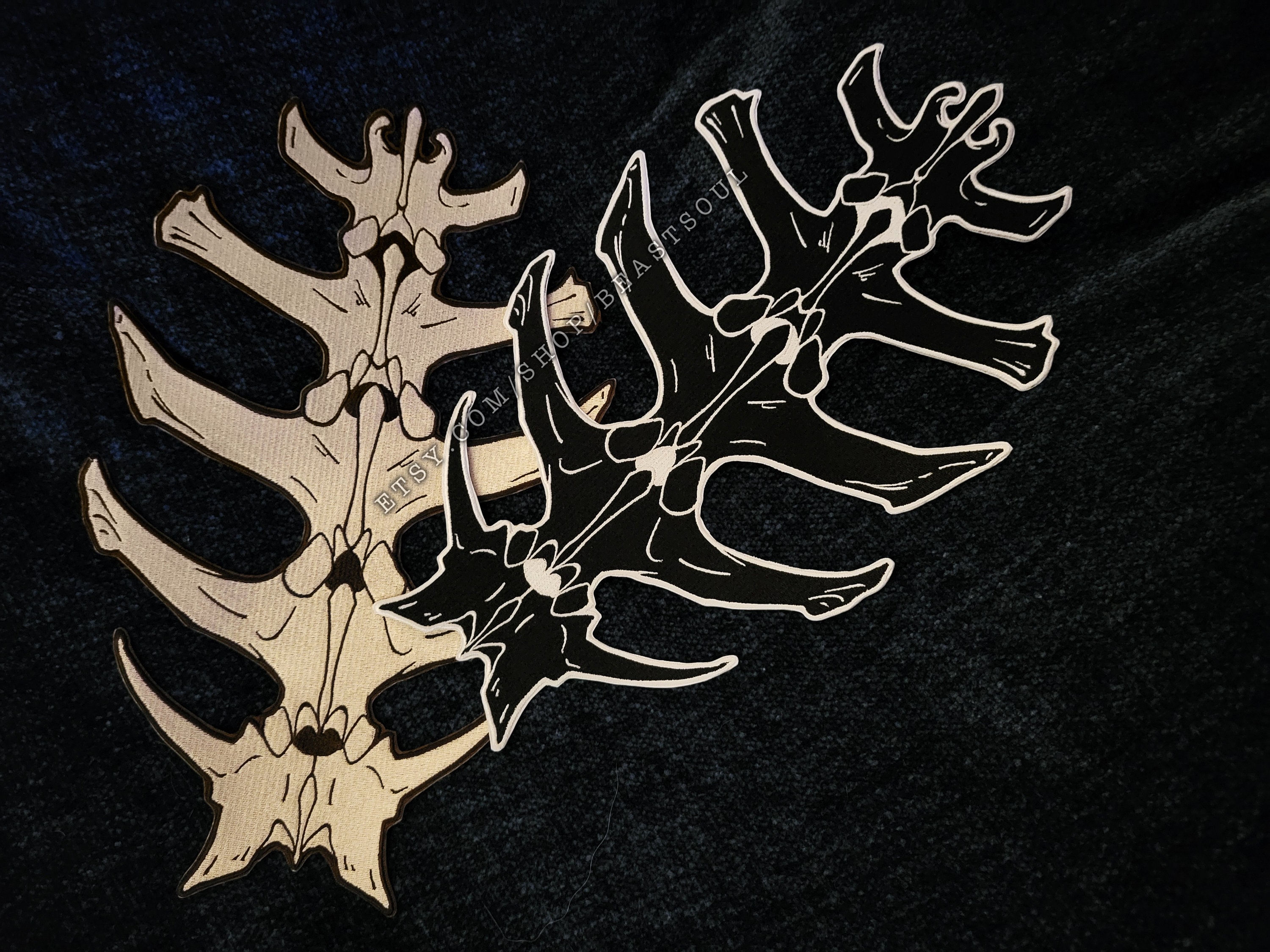XL Spine Bone Iron-On Embroider Back Patch