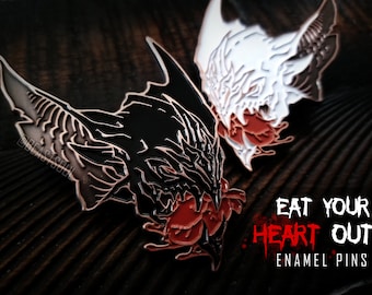 Eat Your Heart Out Vampire Bat Horror Pin Set