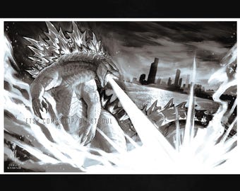 REY DE LOS MONSTRUOS (Lámina artística de Godzilla Kaiju)