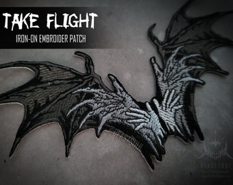 Take Flight Vampire Wings Iron-On Embroider Patch