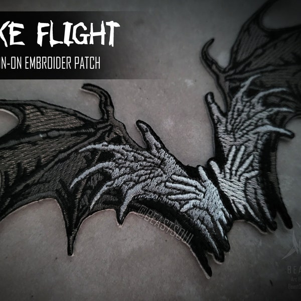 Take Flight Vampire Wings Iron-On Embroider Patch