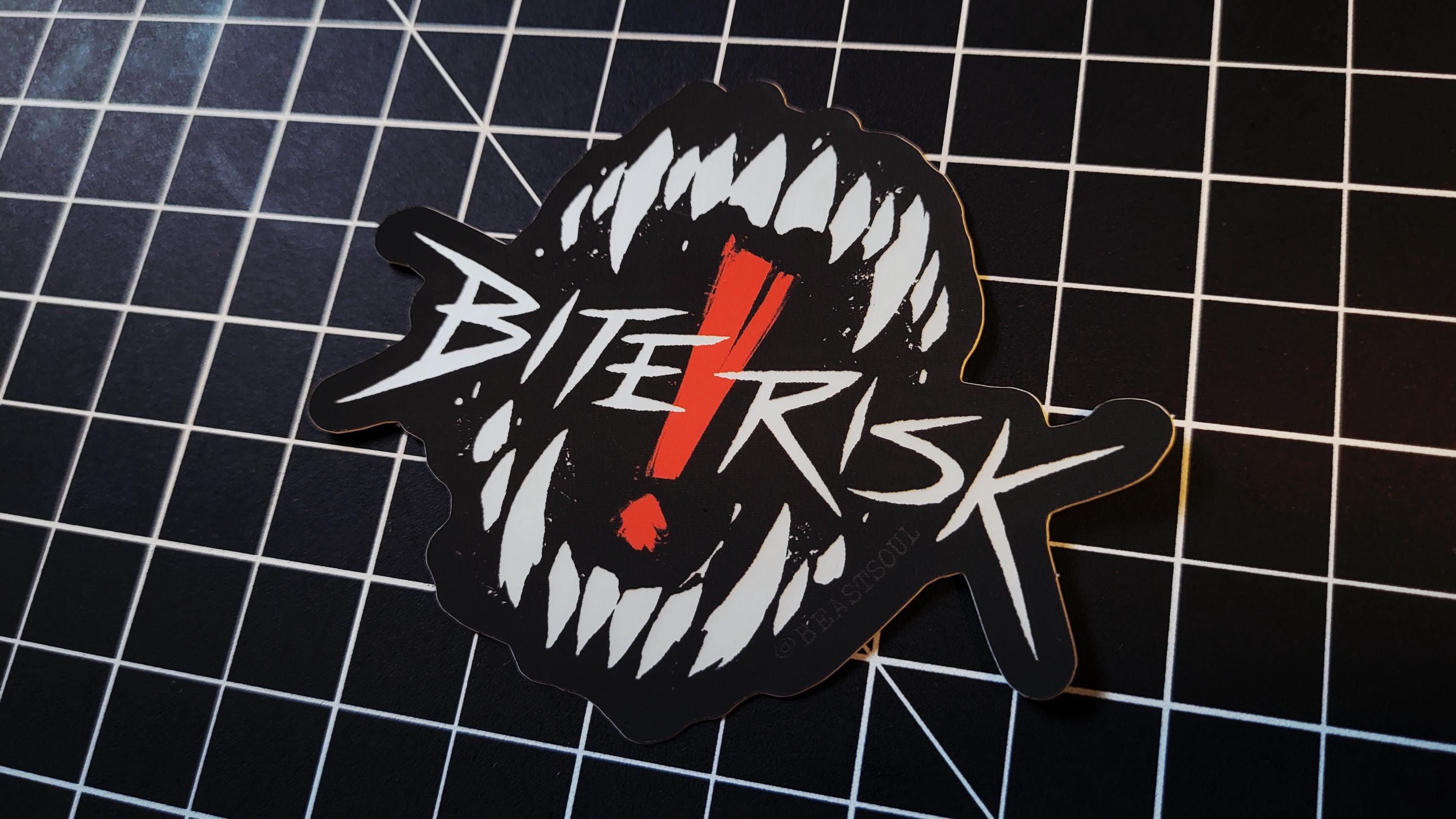 BITE RISK Metallic Punk Horror Sticker - Etsy