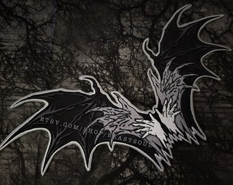 XL Vampire Bat Wing Iron-On Embroider Back Patch
