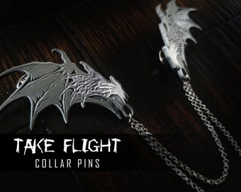 TAKE FLIGHT Horror Wing Collar Pins
