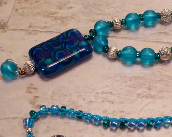 Collana di perline blu - Perline di vetro marino - Stile Boho - Ciondolo blu - Occasioni speciali - Gioielli per le vacanze