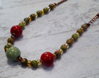 Autumn Necklace - Earthtones - Bead Crochet