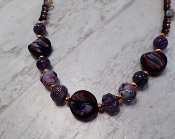 SPARKLING PURPLE NECKLACE - Unique Beads - Special Occasion Jewelry