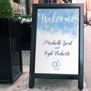 Wedding Welcome Sign Periwinkle Blue Calligraphy 11x17 Customizable Printable image 1