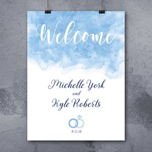 Wedding Welcome Sign Periwinkle Blue Calligraphy 11x17 Customizable Printable image 2