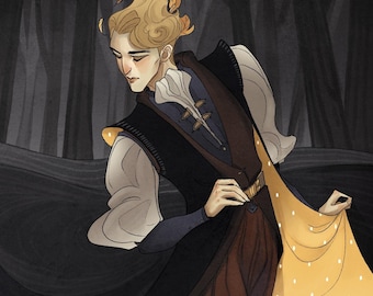 October Prince Art Print: Autumnal Fantasy Illustration