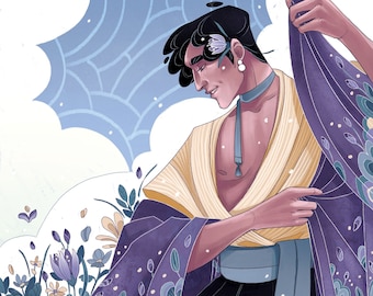 March - Original Art Print/ Angeo/ Drawing/ Spring/ Seasons/ Premium/ Collectible