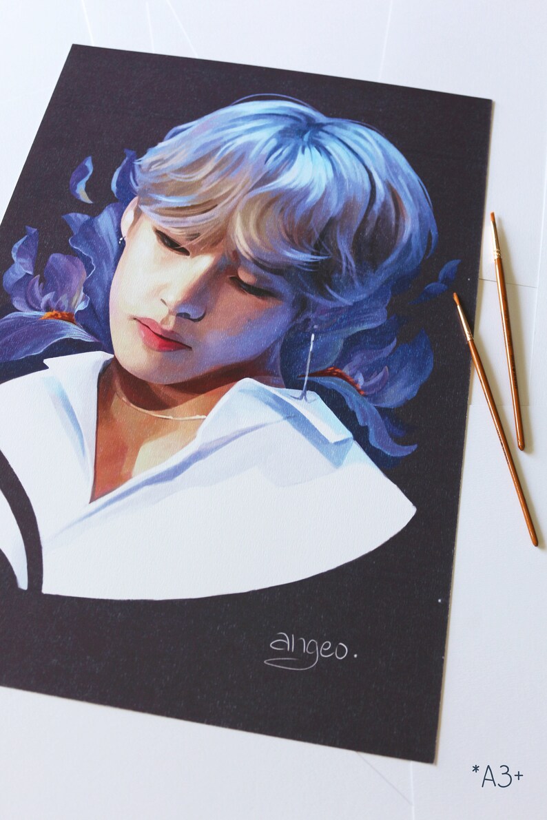 BTS V Flower Original Art Print Digital Illustration/ Fan