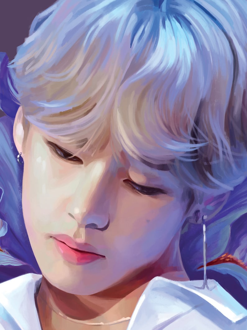 BTS V Flower Original Art Print Digital Illustration/ Fan