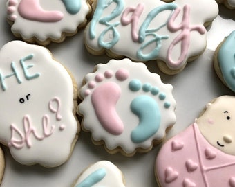 Gender Reveal Sugar Cookies Gender Reveal Party Decorated Etsy