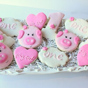1 doz First Birthday Cookies*Pig Party *Birthday Girl Cookies*First Birthday Cookies* Personalized Cookies*decorated Cookie*party favors