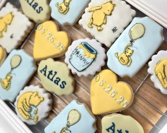 Winnie the Pooh Sugar Cookies, Custom Decorated, Baby Shower, 1 Dozen