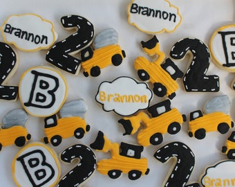 1 doz Construction Party Cookies*Truck Cookies *Birthday Boy Cookies*Custom Cookis*Birthday Party Favor*Personalized Cookie*Decorated Cookie