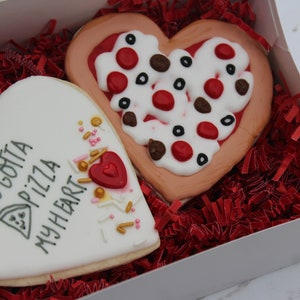 Pizza Valentine Cookie Box*Gift for Boys*Decorated Cookies*Pizza Cookie Gift*Custom Cookies*Boyfriend Gift Box*Kids Valentine Gifts