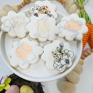 1 doz Spring Cookies*Easter cookies*Bunny Easter Cookies*Easter Treats*Easter Basket gifts*Decorated Cookie*Sugar Cookies*Spring Flowers