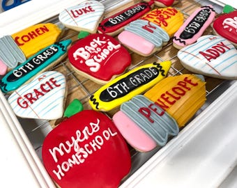 Back to School Sugar Cookies | Teacher Gift, Personalized 1 Dozen