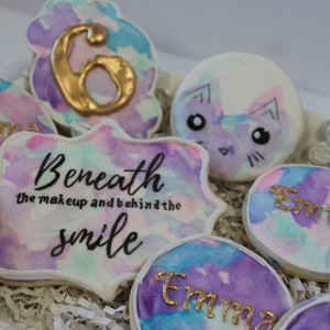 1 Doz Birthday Cookies*Na Na Surpirse Cookies *6th Birthday Girl Cookies*Personalized Custom Decorated Cookies*Cookie Gifts*Make Up Cookie