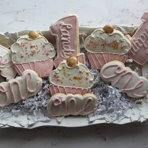 1 doz First Birthday Cookies*Cupcake Party *Birthday Girl Cookies*First Birthday Cookies* Personalized Cookies*decorated Cookie*party favors