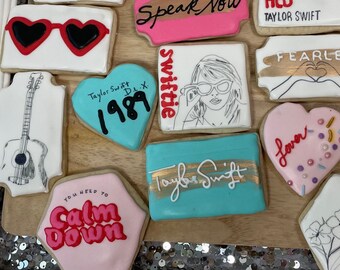 Taylor Swift Eras Tour Cookies: Custom Decorated Edible Gifts (1 Dozen)